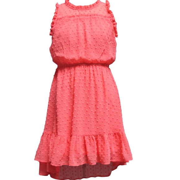 Ava & Yelly Swiss Dot Ruffle Sleeveless Dress Color Coral Size 14 - Picture 1 of 6